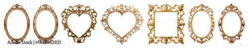 Obraz na płótnie PNG Elegant ornate golden frame collection, element set on transparent background w salonie
