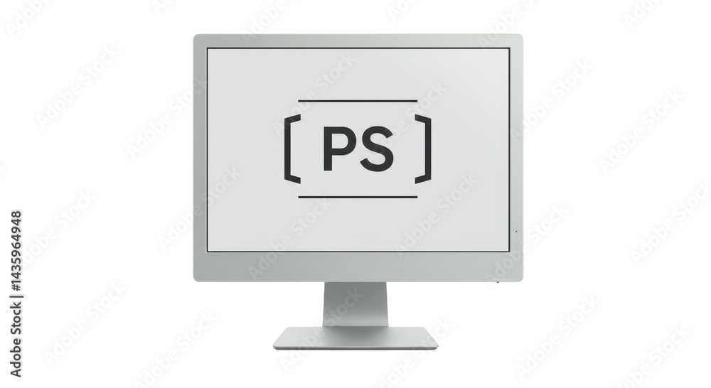 Isolated Computer Monitor Displaying PS Logo Isolated Computer Monitor Displaying PS Logo