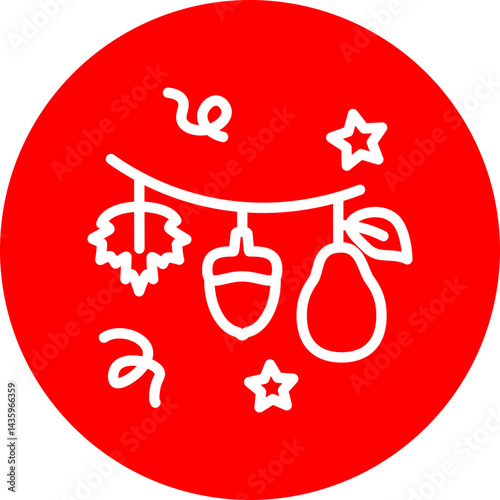 Autumn Festival Vector Line White Circle Red Icon Design