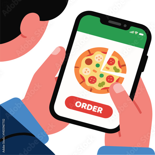 Delivery Man with a phone Vector  (Editable)