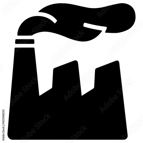 Black factory icon with smoke stacks icon
