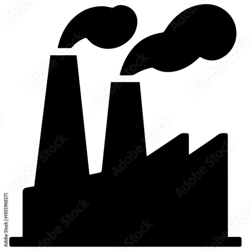 Factory icon with smoke stacks vector icon illustration.