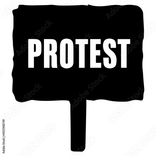 Black protest sign or placard icon vector illustration.