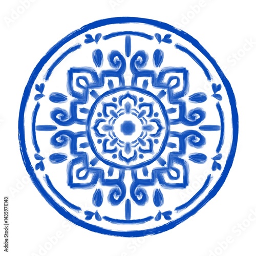 Hand drawn floral design round frame with textured line. botanical, natural theme. for decoration, wallpaper, background, home decor, ceramic, fabric, tile.