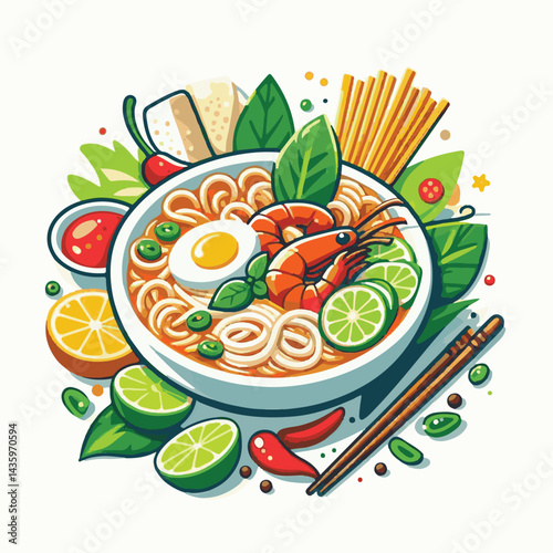 laksa, spicy, cuisine, food, asian, meal, delicious, dinner, bowl, soup, dish, traditional, lunch, shrimp, noodle, background, tasty, seafood, malaysian, cooking, healthy, fresh, cooked, noodles, ingr