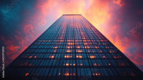 Wallpaper Mural Modern Skyscraper at Sunset with Vibrant Sky Torontodigital.ca