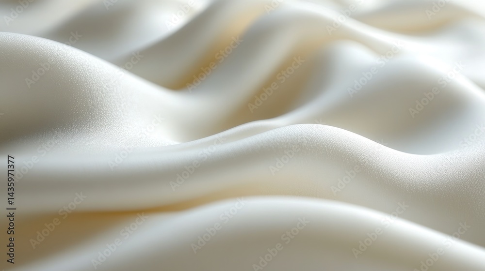 Obraz premium Soft, flowing ivory silk fabric with gentle waves and folds, creating a luxurious and elegant texture.