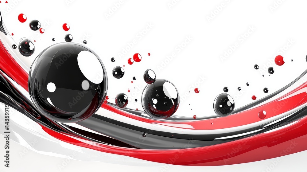 Obraz premium Abstract Geometric Shapes in Red, Black, and White