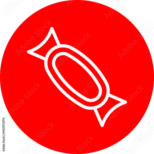 Candy Throw Vector Line White Circle Red Icon Design