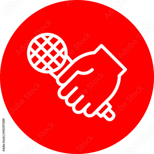 Parade Announcer Vector Line White Circle Red Icon Design