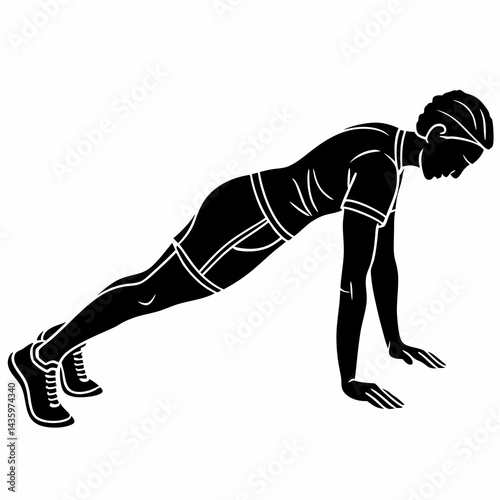 Woman Doing Pushups Silhouette Exercising For Strength And Fitness Training At Home