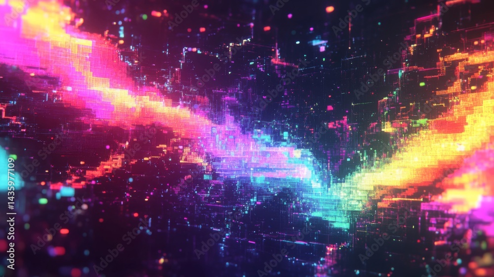 Abstract Digital Art with Vibrant Neon Colors Abstract Digital Art with Vibrant Neon Colors