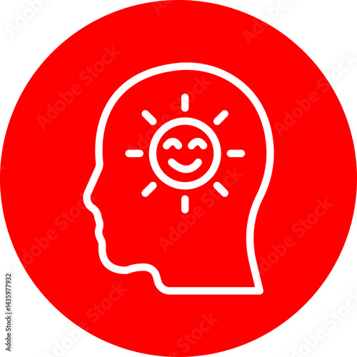 Optimism Rays Vector Line White Circle Red Icon Design