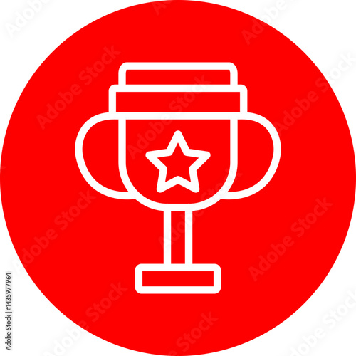 Illuminated Triumph Vector Line White Circle Red Icon Design