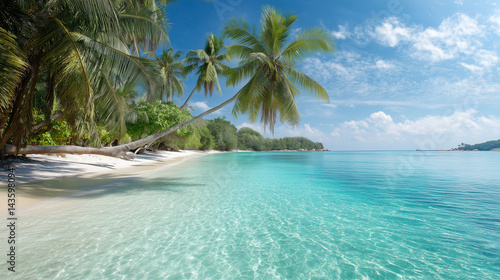  A sunny tropical beach scene ideal for travel ads, summer campaigns, and vacation posters.
