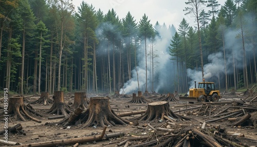deforestation with heavy equipment
