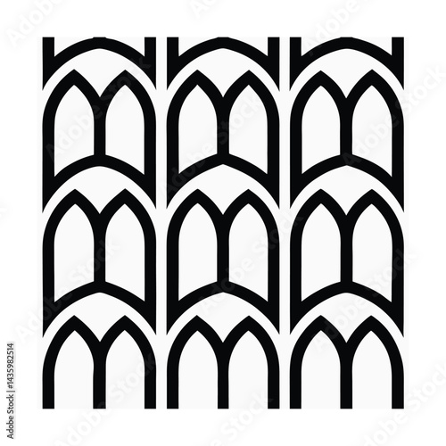 Pattern of repeating geometric arches and smooth curves