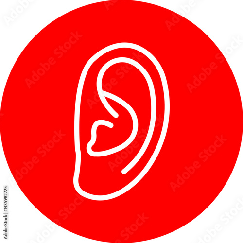 Ears Vector Line White Circle Red Icon Design