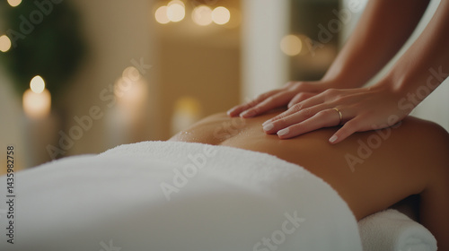 Wallpaper Mural A zen-inspired treatment room hosts a calming back massage with fragrant oils and hot towels, while the woman lies still under the care of an experienced masseuse. Torontodigital.ca