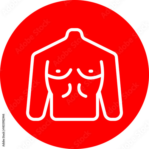 Torso Vector Line White Circle Red Icon Design