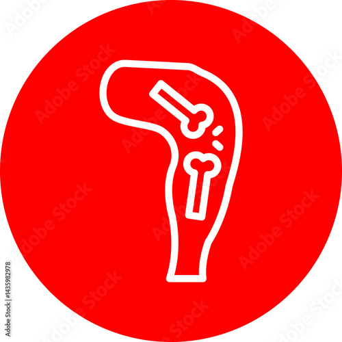 Limb Joints Vector Line White Circle Red Icon Design