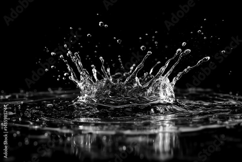 Dynamic Water Splash on Black Background
