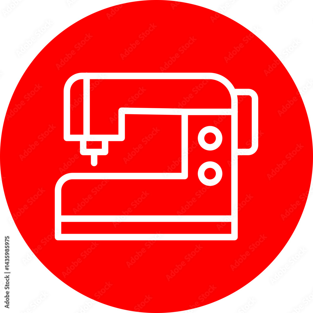 Sewing Machine Vector Line White Circle Red Sewing Machine Vector Line White Circle Red