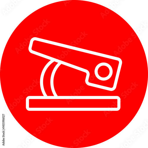 Hole Puncher Vector Line White Circle Red