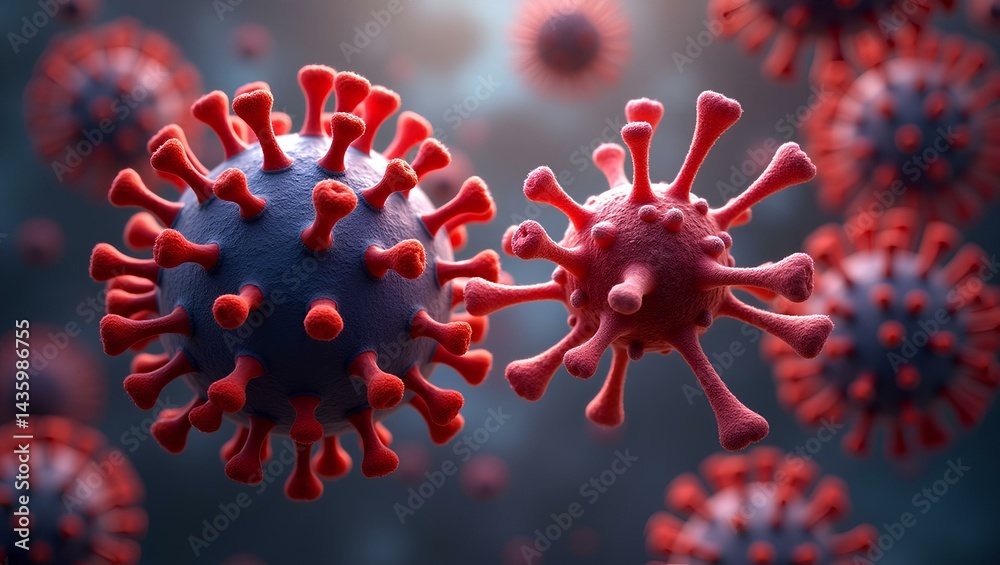 antibodies attacking virus cell, dynamic interaction scene, spiky viral surface texture, Y-shaped antibodies binding to virus membrane, vivid molecular detail, immune response visualized antibodies attacking virus cell, dynamic interaction scene, spiky viral surface texture, Y-shaped antibodies binding to virus membrane, vivid molecular detail, immune response visualized