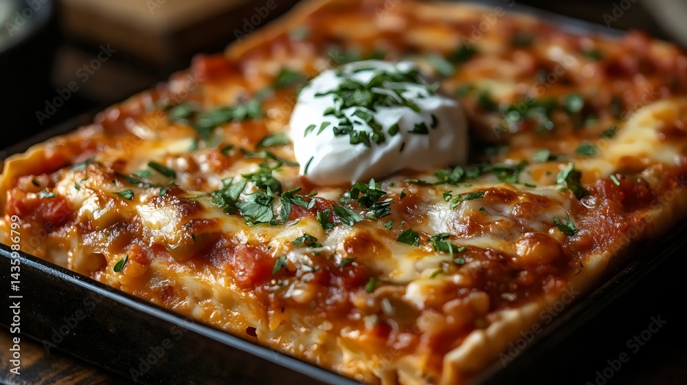 custom made wallpaper toronto digitalA mouthwatering baked enchilada dish, topped with sour cream and fresh herbs, ready to be eaten.