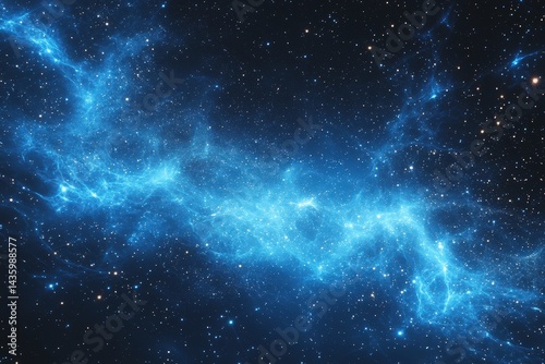 Stunning cosmic view of vibrant blue nebula illuminated by distant stars in deep space