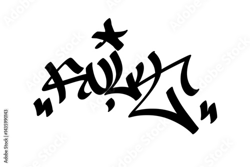 Graffiti tag text "Kult" in bold street art style. Hand-drawn vector lettering with edgy, rebellious energy. Isolated on a white background, perfect for designs, fashion, and merchandise.