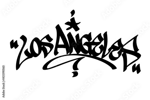 Graffiti tag text "Los Angeles" in bold street art style. Hand-drawn vector lettering with vibrant California urban energy. Isolated on a white background, perfect for designs, fashion, and merch