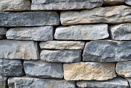 Obraz na płótnie Gray and beige fieldstone wall offers rustic texture and visual interest. Use for backgrounds, nature shots, or construction-themed designs. w salonie