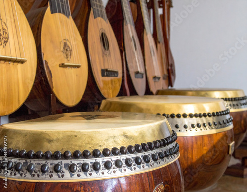 Traditional Korean musical instruments like the gayageum and haegeum, showcasing the unique sounds and cultural heritage of Korean music. photo