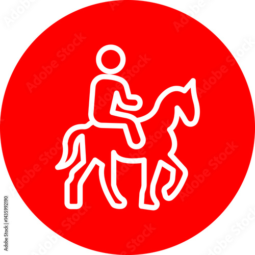 Horse Racing Vector Line White Circle Red
