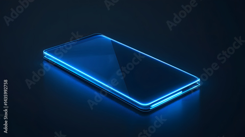 Futuristic Smartphone Neon Glow Dark Background Technology Mockup