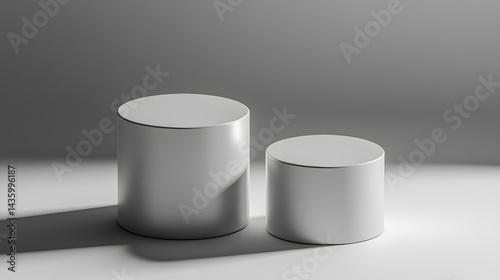 Obraz na płótnie Minimalist Silver Cylindrical Display Platforms Product Presentation Mockup w salonie