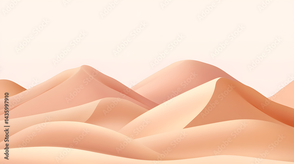 Serene Desert Dunescape Minimalist Abstract Background Illustration