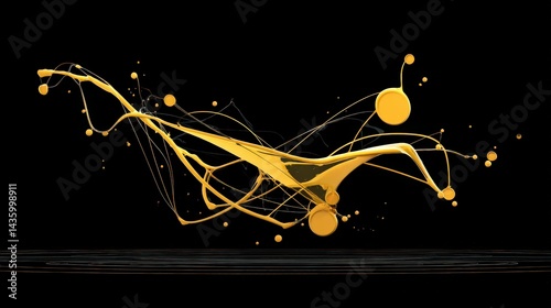 Obraz na płótnie Abstract Yellow Splash with Dynamic Lines on Black Background w salonie