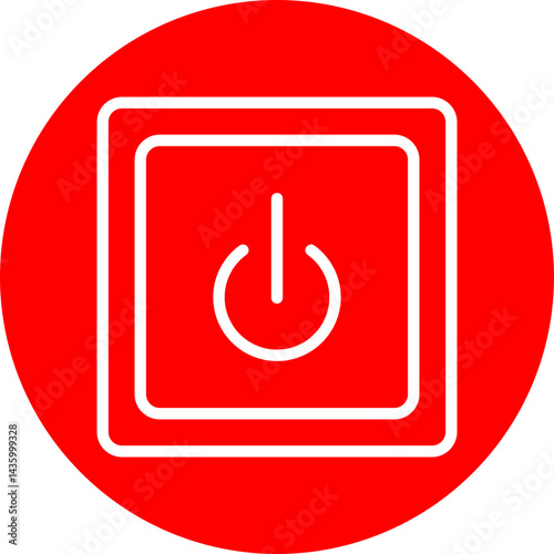 Start Button Vector Line White Circle Red