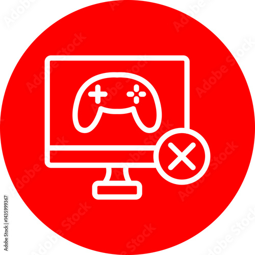 Game Over Vector Line White Circle Red