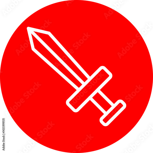 Sword Vector Line White Circle Red