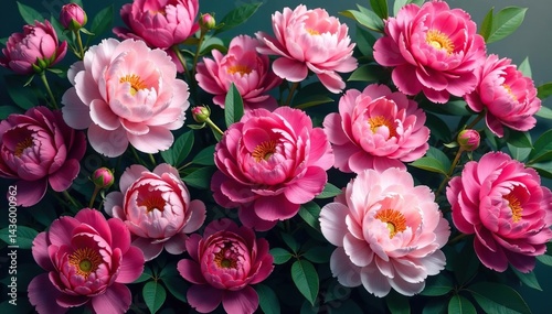 Densely packed peonies create a lavish, all-over print , cream, design, garden