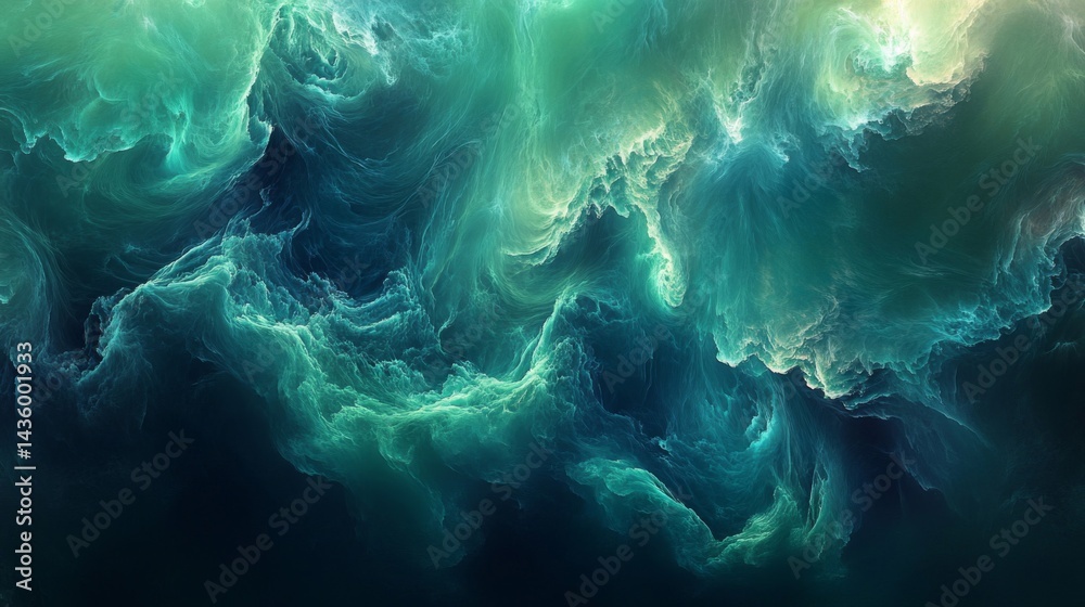 Obraz premium Abstract Teal Green Swirling Nebula Background