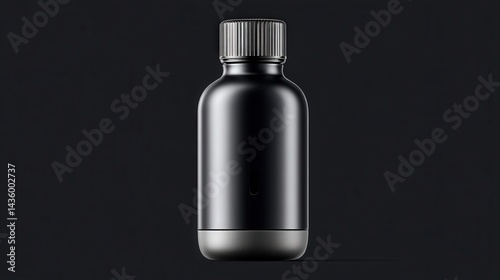 Obraz na płótnie Black Bottle with Cap Isolated on Black Background for Product Display w salonie