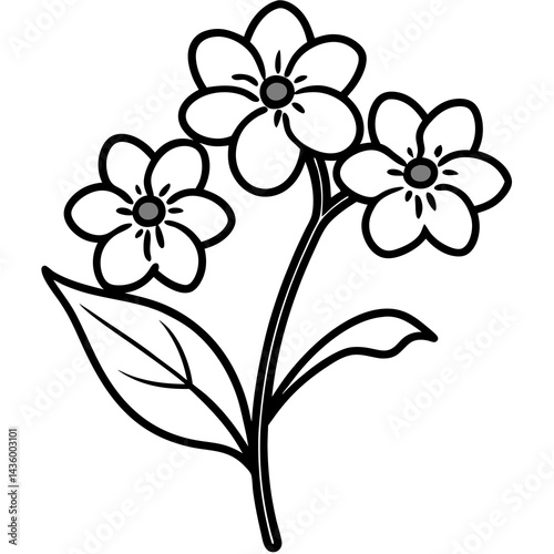 Minimal Forget-Me-Not Vector on White