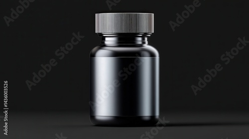 Obraz na płótnie Black cylindrical container with lid for supplements or cosmetics w salonie