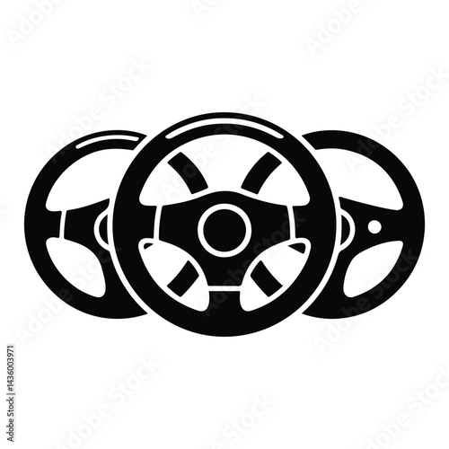 A silhouette of Car Steering wheels icon vector set on a white background