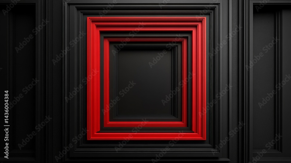 Red And Black Nested Frames On Dark Background Red And Black Nested Frames On Dark Background